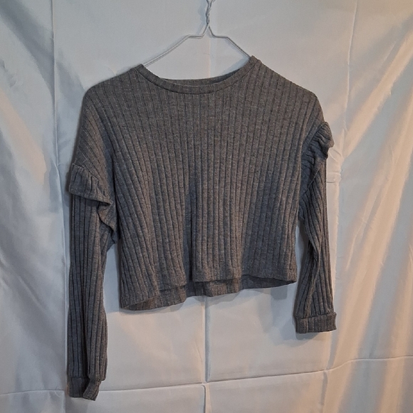 Gray Ribbed Women's Top - Picture 2 of 3